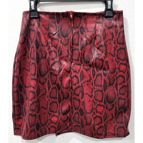 Windsor Red & Black Snake Print Mini Party Skirt with Slit Size S - Picture 5 of 8